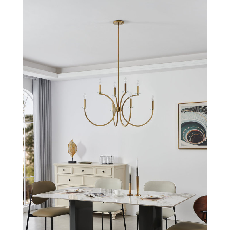 Florian 36-inch 8-light Brushed Gold and Clear Glass Chandelier, 36", Brushed Gold