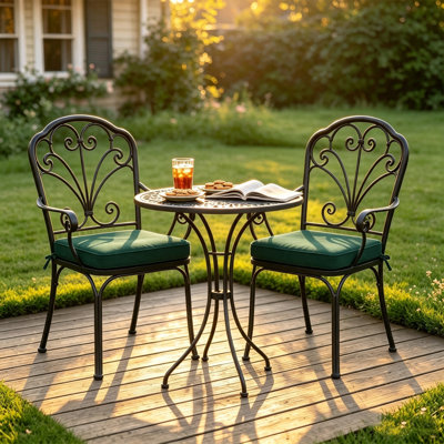 Coussins de siège de patio extérieur 51 x 51 x 8 cm, ensemble de 4 - Vert forêt