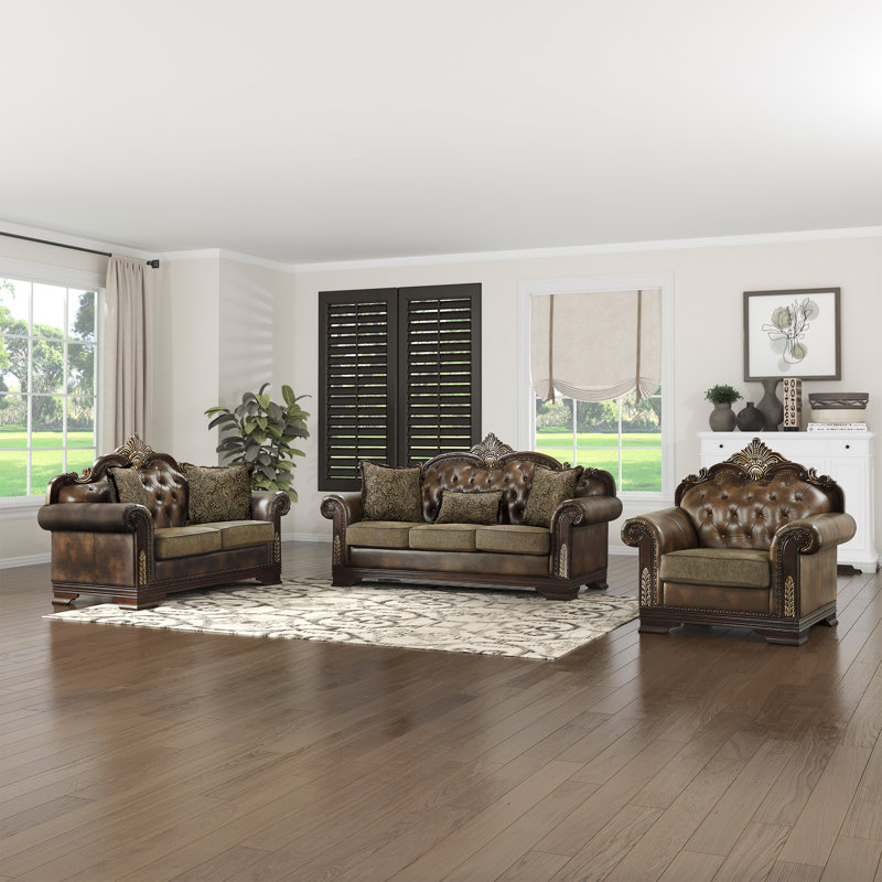 Ensemble de salon en similicuir et microfibre 2 pièces Vega, 2 pièces