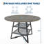  Ensemble de table de salle à manger pour 4 à 6 personnes, table de salle à manger circulaire avec base en métal, table de salle à manger ronde en bois de 47 pouces, tables de cuisine en bois avec tablette de rangement gris-242413383-242413377