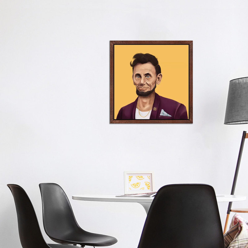 Abraham Lincoln by Amit Shimoni - Floater Frame Painting on Canvas, Black Framed, 45.72 cm H x 45.72 cm W