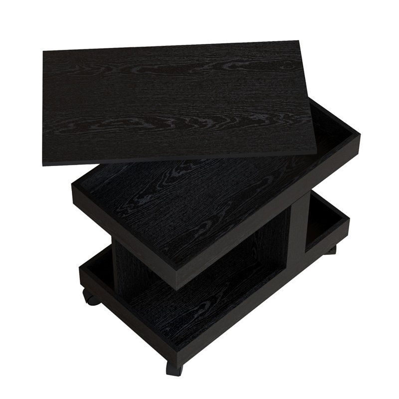 Petite table basse avec roulettes, table d'appoint multifonctionnelle rotative à 360 °, table de bout roulante avec compartiment de rangement, table de chevet mobile pour le salon, la chambre et le mobilier de maison