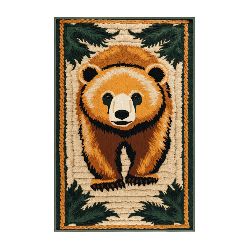 Washable Sun Bear Wildlife Area Rug, Rectangle 7' x 9'