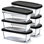 Ensemble de moules à pain en verre borosilicaté 6 pièces avec couvercles hermétiques - Contenants pour aliments allant au four, au congélateur et au micro-ondes