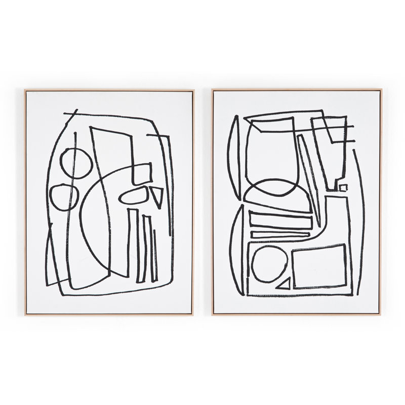 Large Black and White Abstract Canvas Print Set