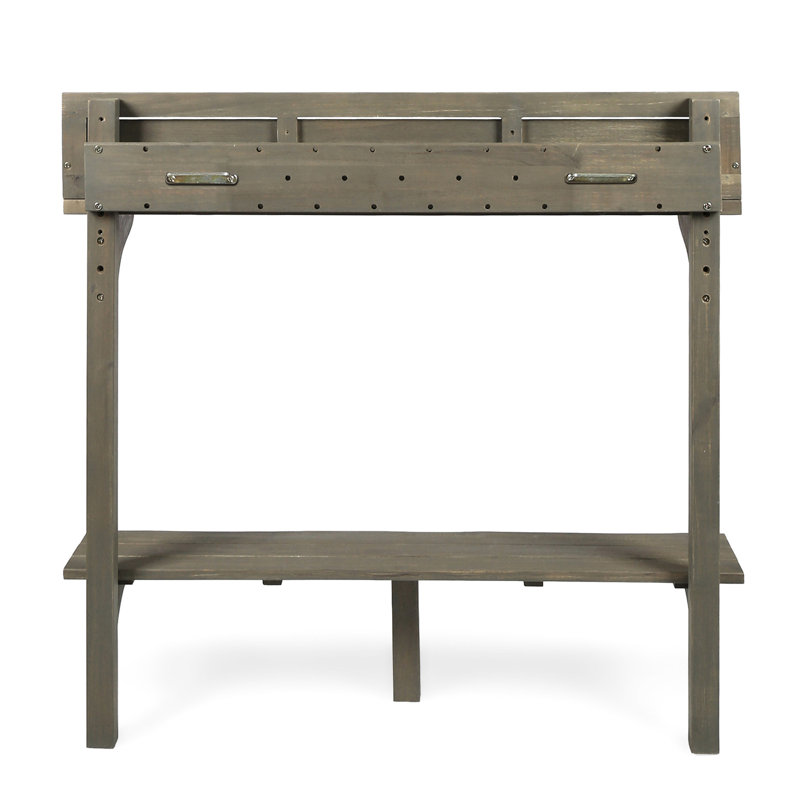 Outdoor Patio Table In Gray - Made From Wood For Balcony Spaces Finish With
