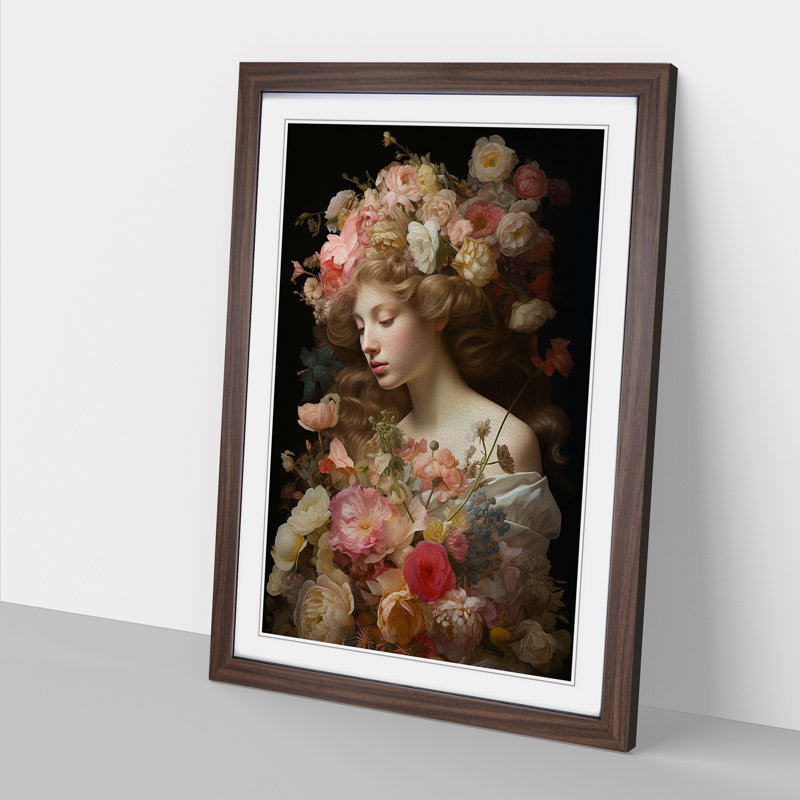 Floral Renaissance - Framed Print, 34cm H x 25cm W x 2cm D, Walnut