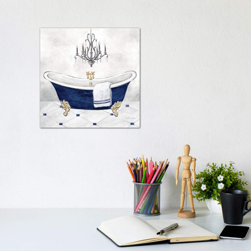 Navy Blue Bath II by Cynthia Coulter - Wrapped Canvas Print, 30.48cm H x 30.48cm W x 1.91cm D