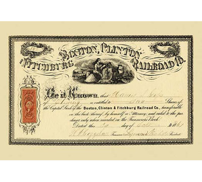 «Boston, Clinton and Fitchburg Railroad Company», impression encadrée