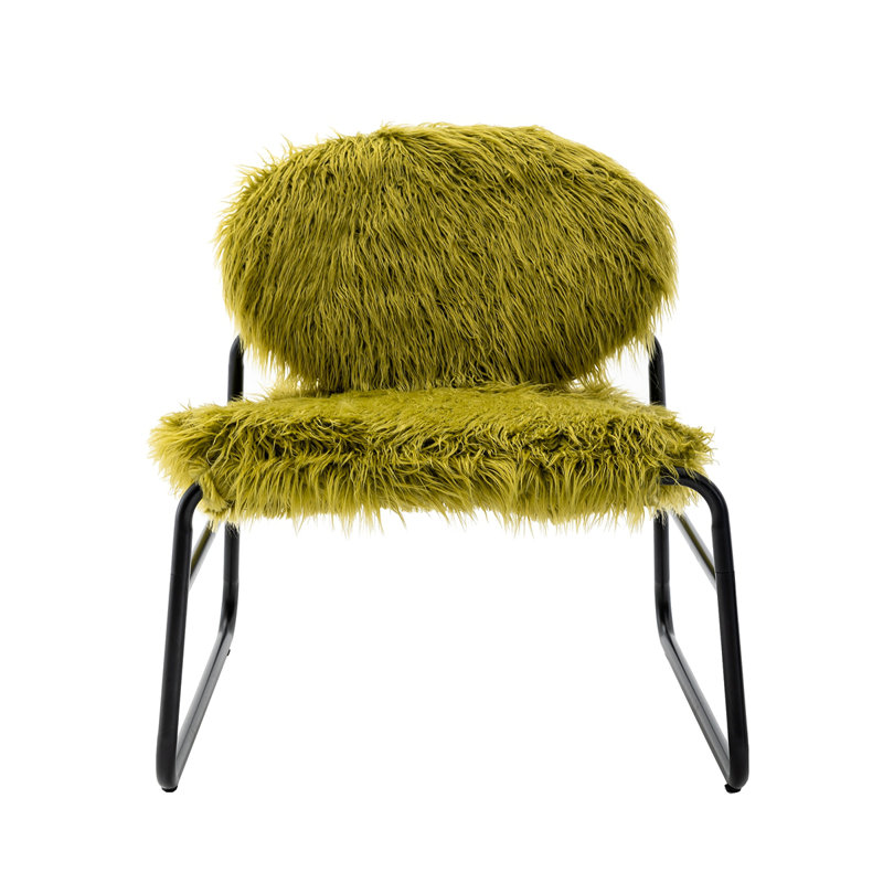 Fauteuil d'appoint industriel Nipote, Fausse fourrure olive