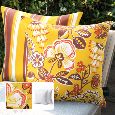 Waterproof Printed Throw Pillow with Inserts, Decorative Accent Cushions