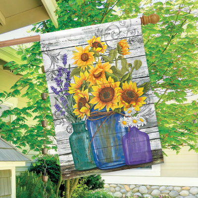 Rustic Sunflowers Summer House Flag
