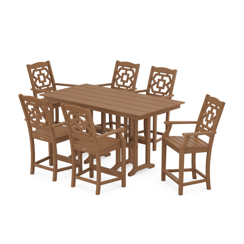 Ensemble repas pour 6 personnes Chinoiserie, Teck