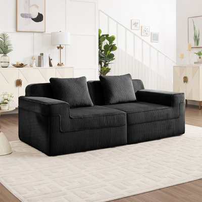 81.1" Boneless Sofa, Modern Sectional Sofa with Deep Seat, Loveseat for Living Room Small Spaces