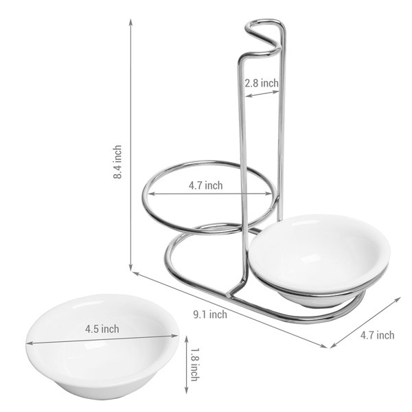 Modern White Ceramic and Stainless Steel Ladle Spoon Holder