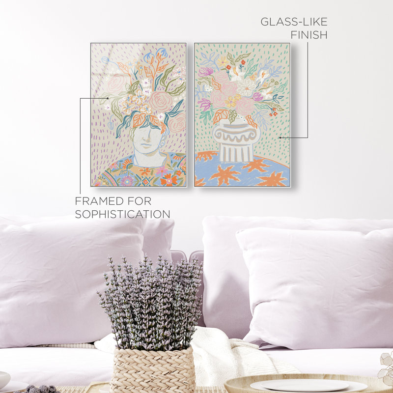 Summer Flourish Set High-Gloss Frameless Acrylic Glass Wall Art Floral & Botanical Print by Oliver Gal, Ready to Hang, 10 x 15