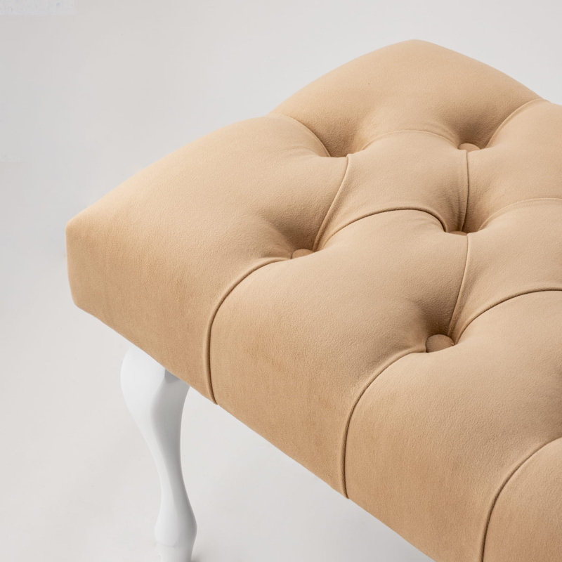 Upholstered Bench, Beige, H40 x W45 x D30cm, White
