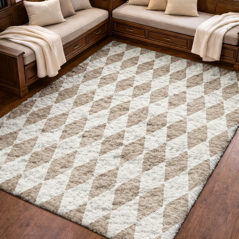 Tapis à poils longs de qualité supérieure lavable à la machine Dream ADS578, Taupe, 3' x 5'