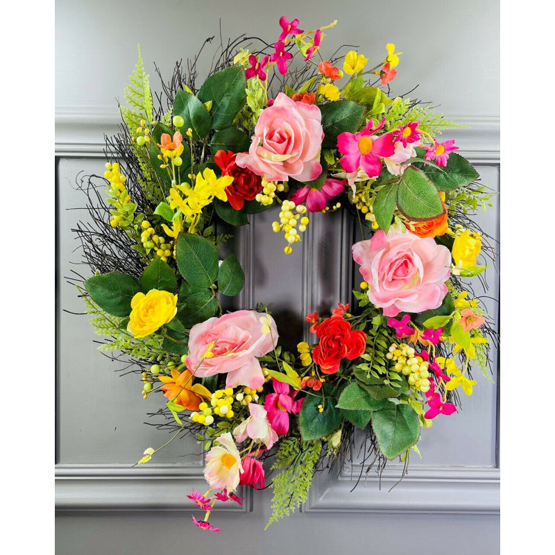 Faux Rose Twig 24 " Wreath