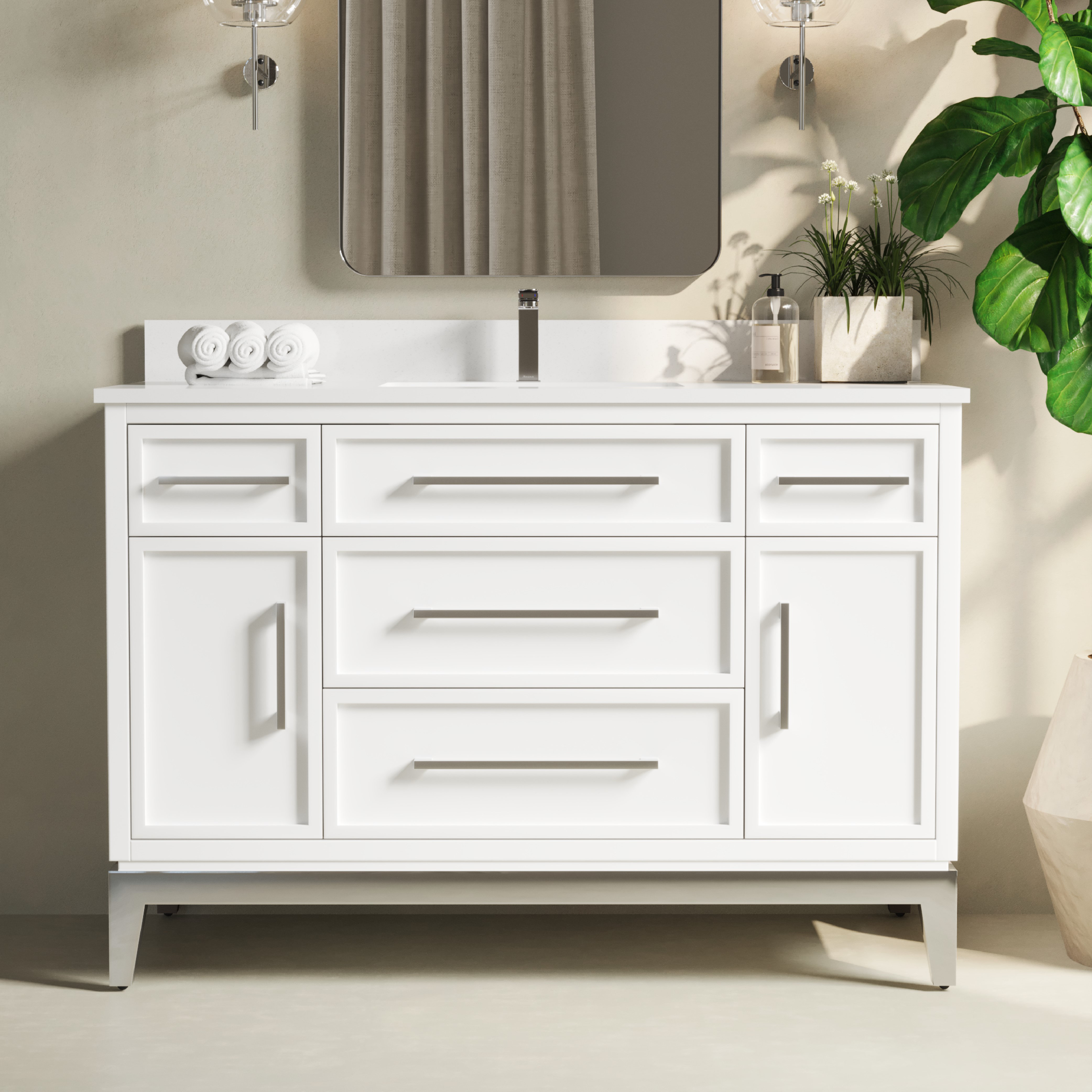 Hokku Designs Gaschler 48'' Bathroom Vanity with Quartz Vanity Top ...