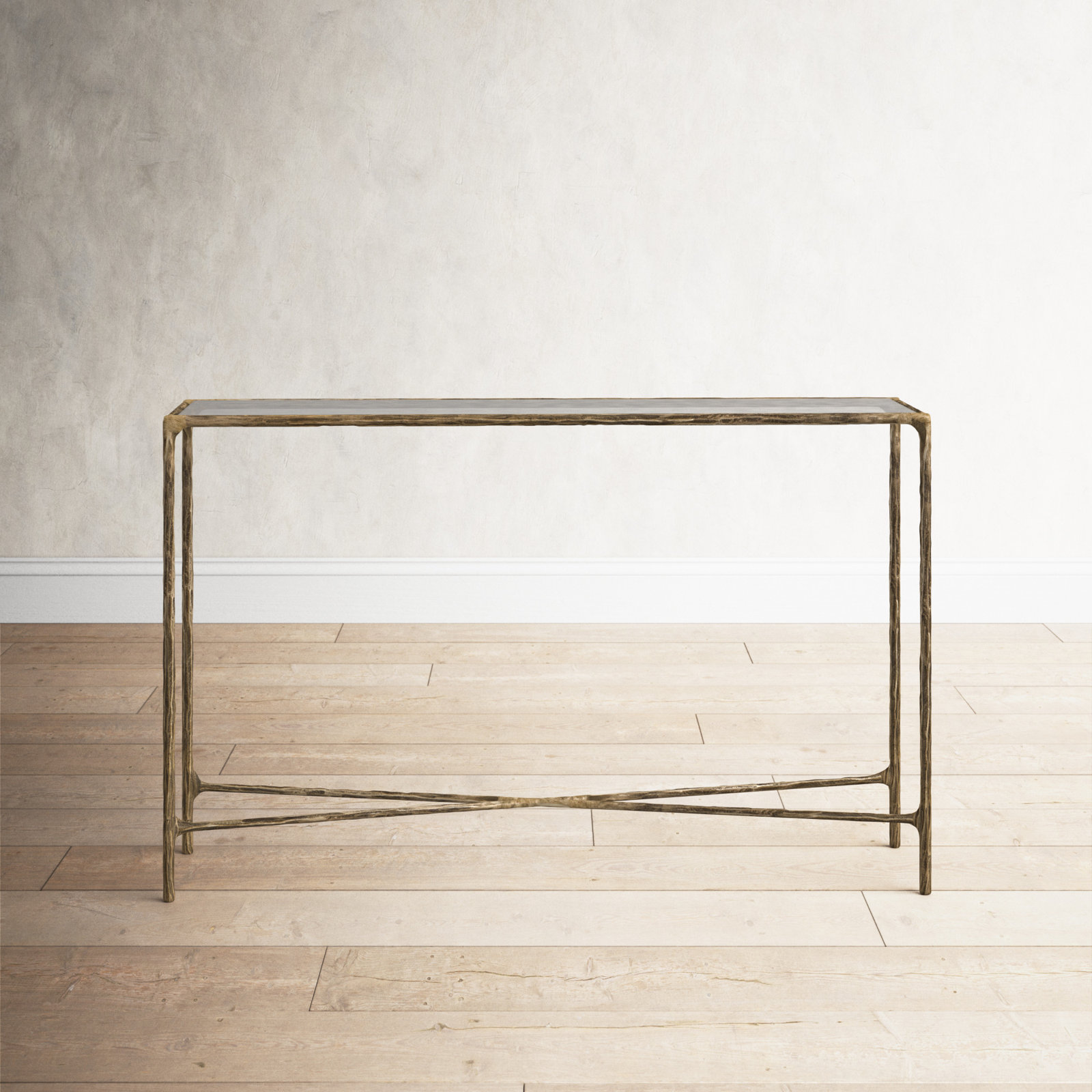 Evelynn 48 " Console Table, White Marble, Black