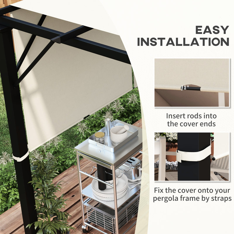 4 X 18ft Pergola Canopy Replacement, Khaki Blocking Cover, Compatible With 10 11.8ft Pergola, Simple And User- Install Suited For Assembly