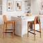 Full Assembled 26"H Counter Stool, Saddle Leather Upholstered Bar Stool With Padded Seat, Counter Height Barstool With Metal Frame Footrest For Kitchen Island Bar Counter, Orange-2110897006-2110765625