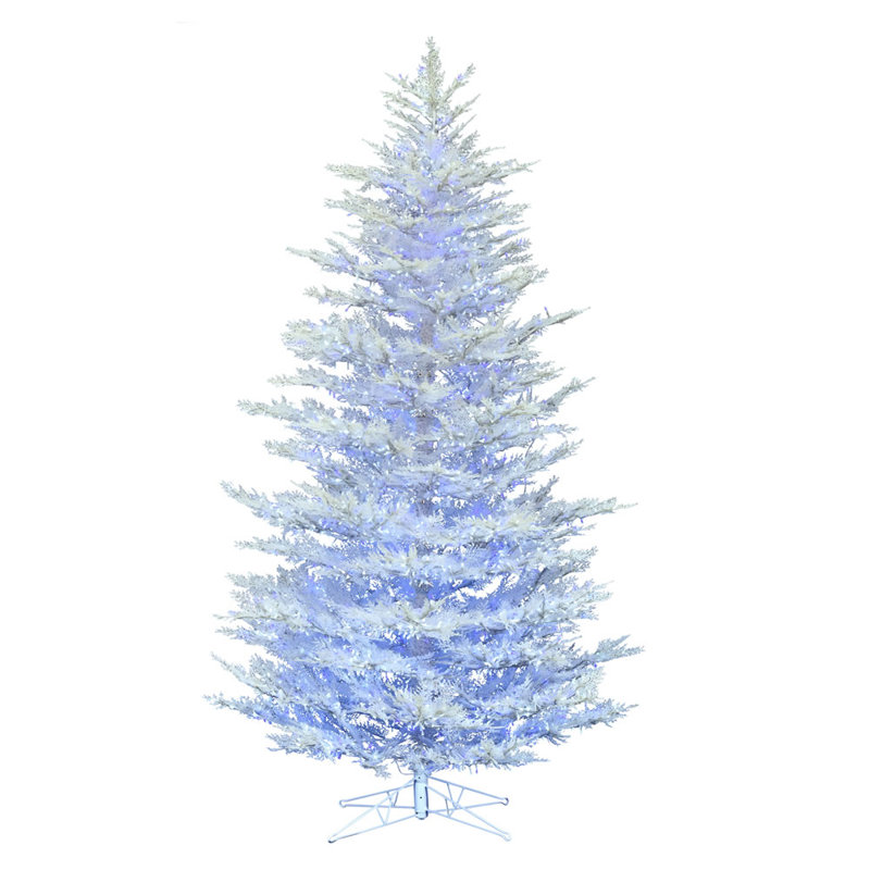 Arbre de Noël artificiel pin cèdre floqué, 10', Blanc / Transparent