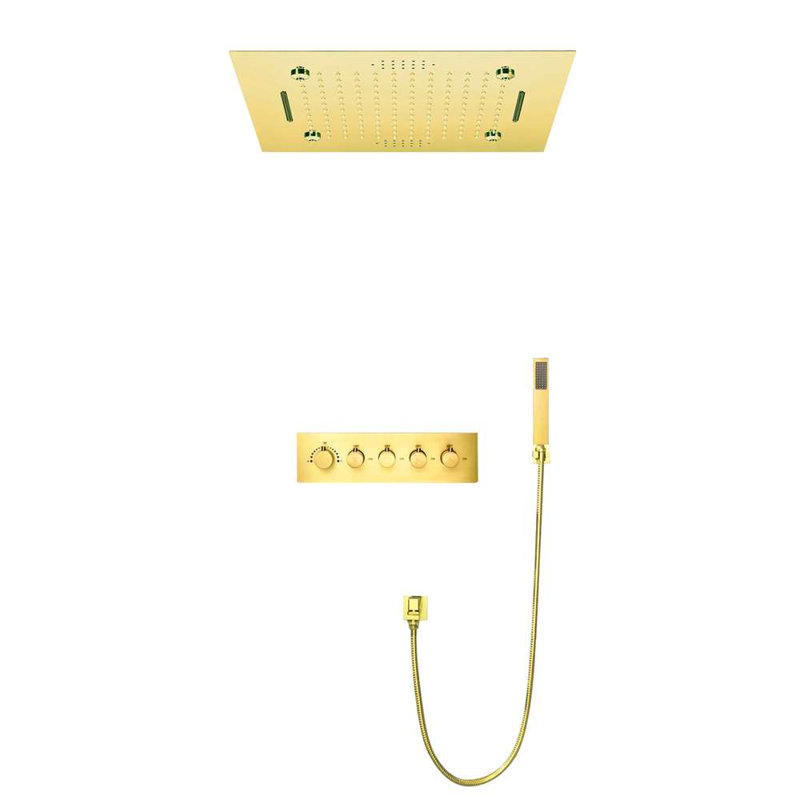 Ensemble de douche thermostatique doré poli avec contrôle de téléphone intelligent et affichage numérique à DEL