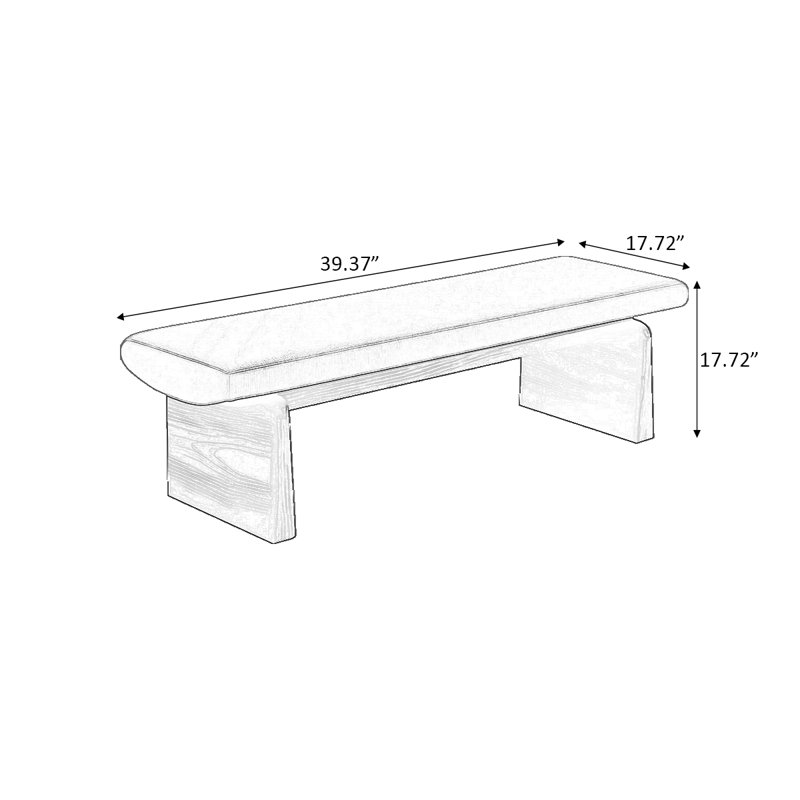 Banc rembourré noir, H 17,72 po x L 39,37 po x P 17,72 po, Noir