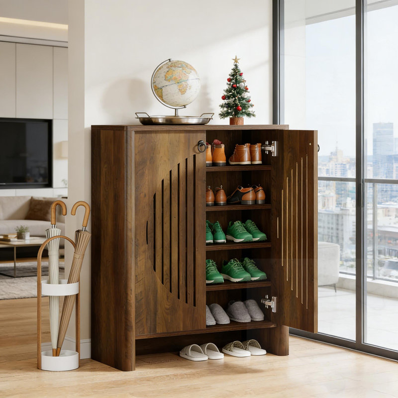 Armoire de rangement à chaussures en bois 2 portes