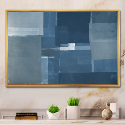 «Blue Meets Gray Modern Art IV», reproduction d'art sur toile