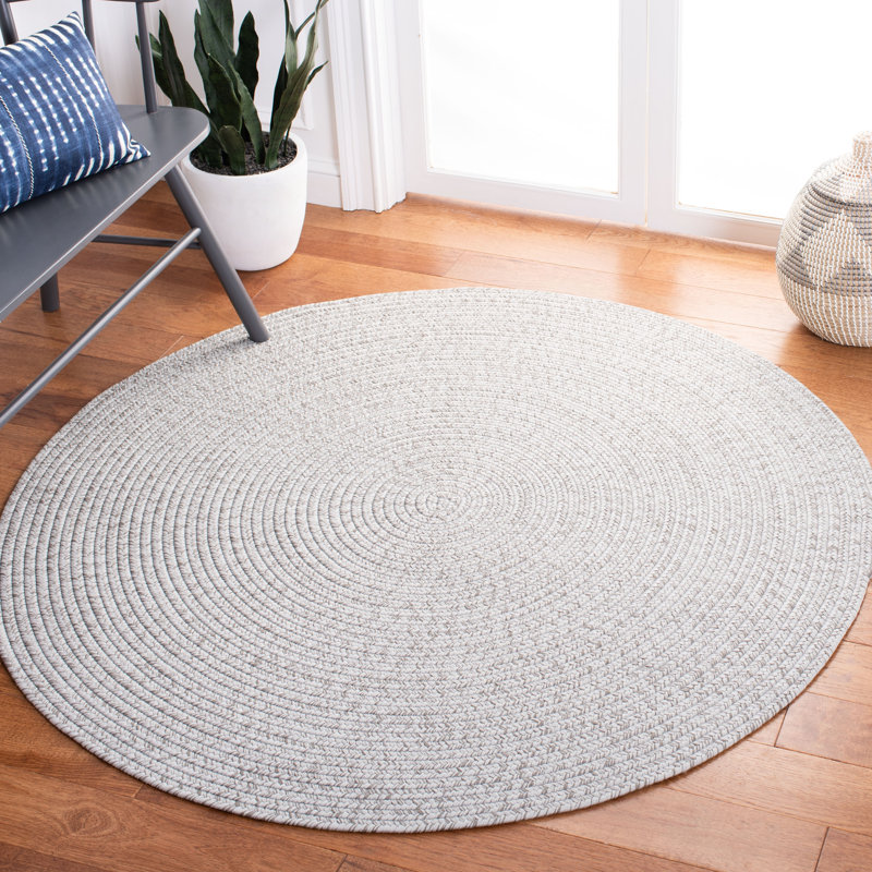 Tapis intérieur / extérieur tressé Edie, Rond 10 pi, Argent gris