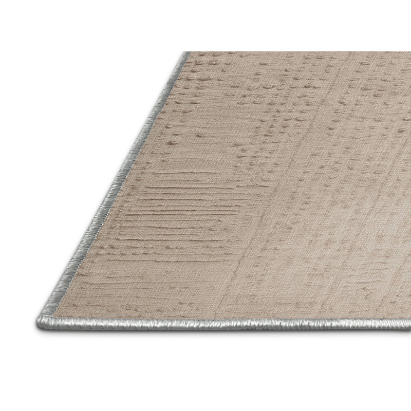 Machine Washable Abstract Beige Area Rug, Round 8'