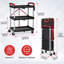 Chariot utilitaire roulant pliable à 3 niveaux - robuste, sans assemblage, 56 lb par tablette, roues verrouillables, chariot de rangement pliable