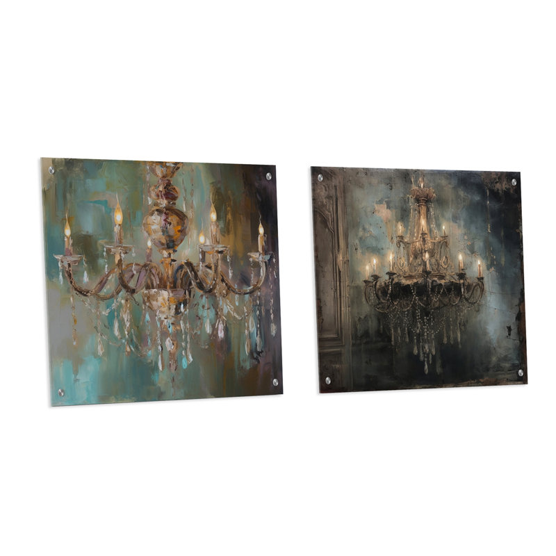 Grand lustre vitrine I - ensemble de 2 lustres en acrylique, H 16 po x l 33 po