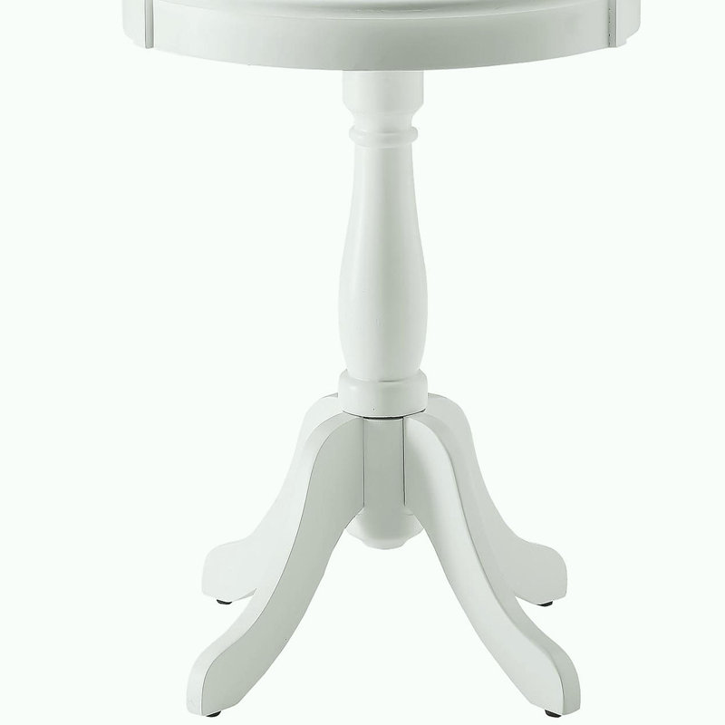 Table d'appoint blanche avec base en bois filé, Blanc