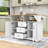 Rolling Expandable Kitchen Island with 2 Drop Leaf, Built-In Power Outlets and Storage Cabient-1520393183