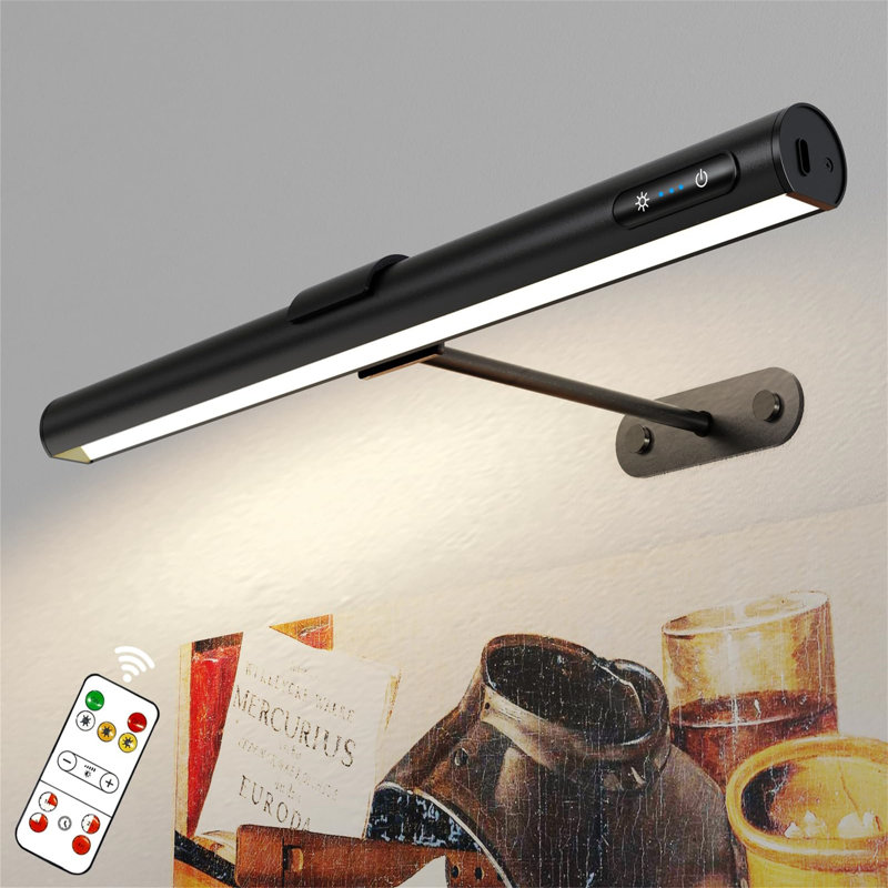 Battery Powered LED Wall Mount Picture Light, Matte Black