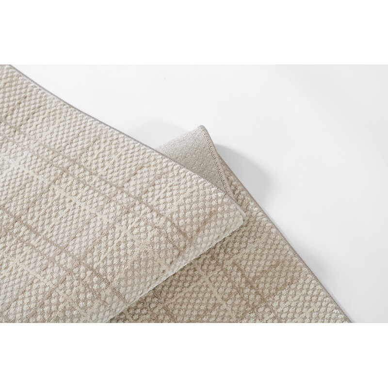Statesboro Geometric Power Loom Polyester/Polypropylene Area Rug in Beige, Rectangle 5'3" x 7'6"