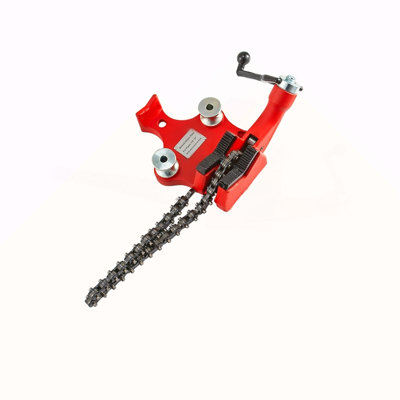 Screw Bench Chain Vise 1/8 to 5-Inch Pipe Capacity, Heavy Duty Bench Chain Pipe Vise with Crank Handle, Neoprene-Coated Jaw, Cast Iron Material Ideal for a Variety of Pipes