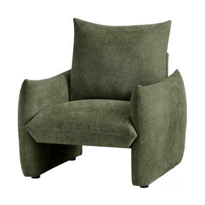 Modern Chenille Accent Chair, 34.3 Oversized Single Sofa Armchair with Plush Cushion, Soft Upholstered Reading Chair for Living Room, Small Space, Bed