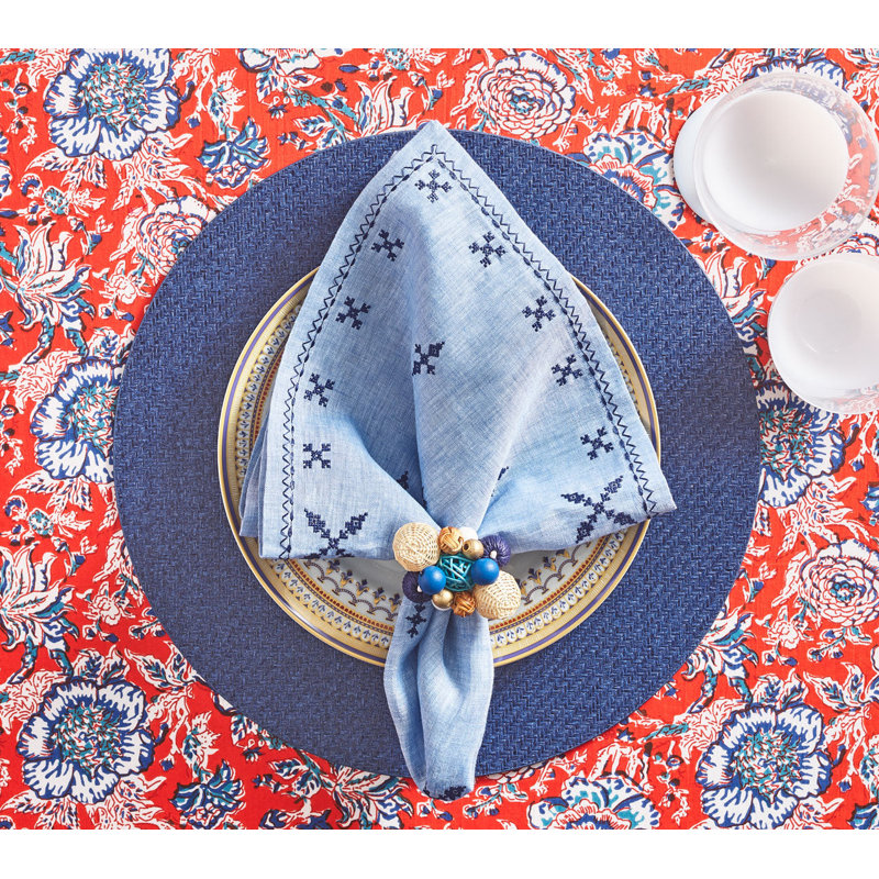 Fez Linen Napkin, Periwinkle/Navy