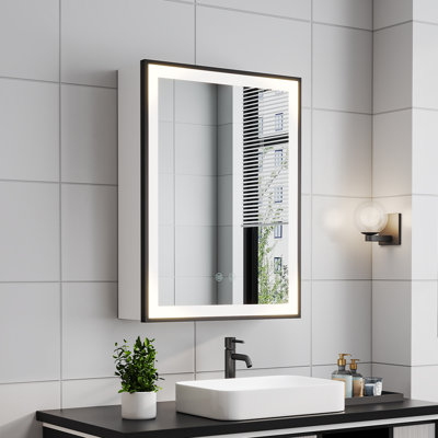 Audreyanna 45 mm W 60 mm H Surface Framed Mirrored Bathroom Cabinets 2 Adjustable Shelves with Mirror