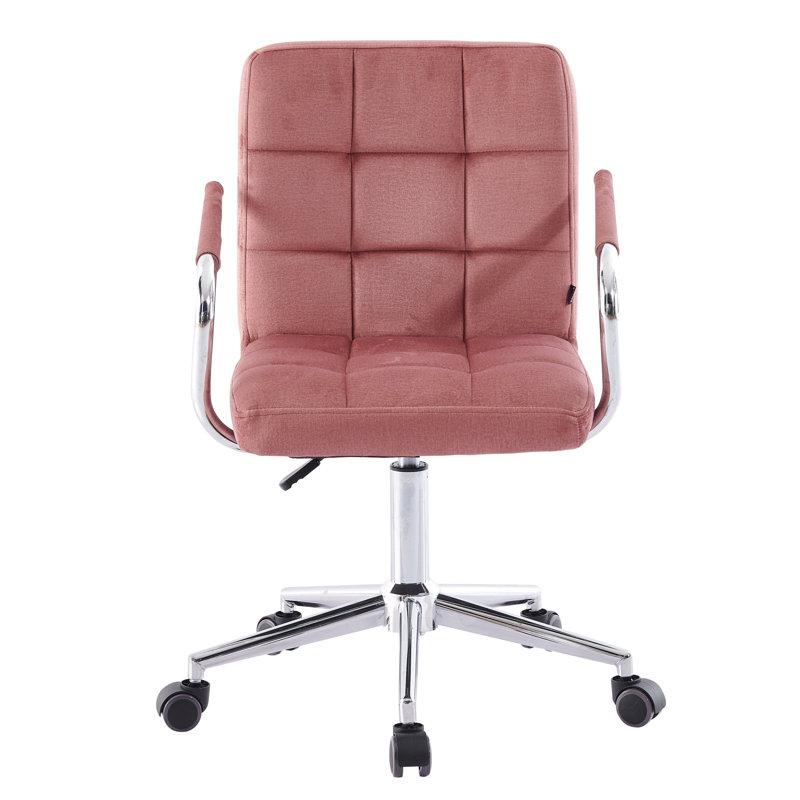 Aisleigh Velvet Office Chair, Pink