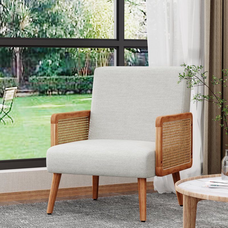 Stocksbridge Upholstered Armchair, Light Gray Linen Blend