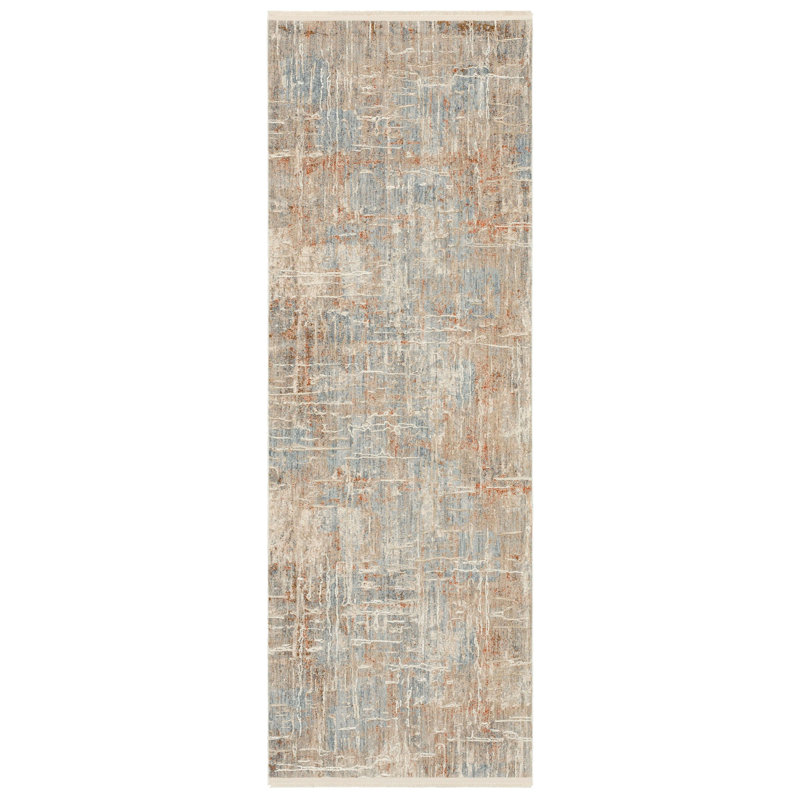 Karastan Bellisima Woven Polyester Abstract Beige/Cream Area Rug, Runner 2'7" x 	7'3"
