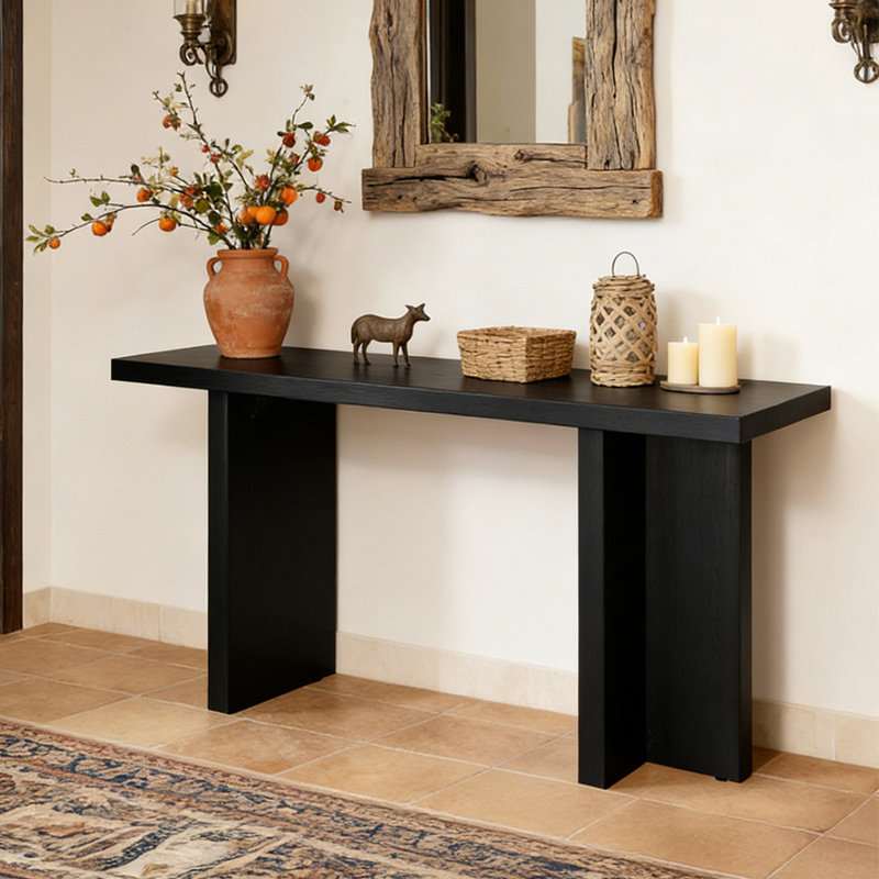 42''Modern Wooden Narrow Console Table For Entryway Hallway Living Room, Black