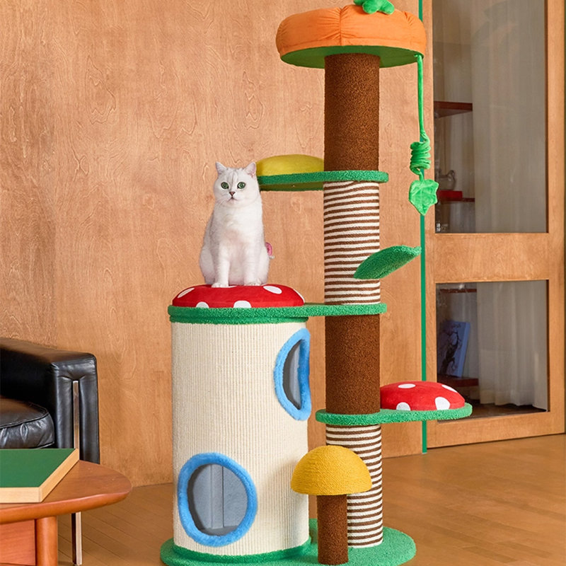 Arbre à chat 5 niveaux avec condons, perchoir, griffoirs