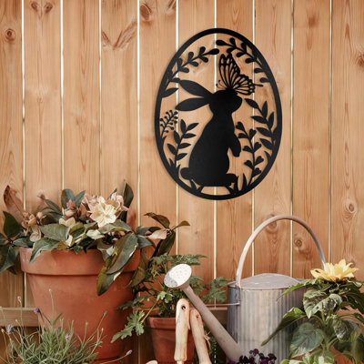 Papillon et lapin en métal, décorations de jardin en métal, décoration de chalet d'extérieur